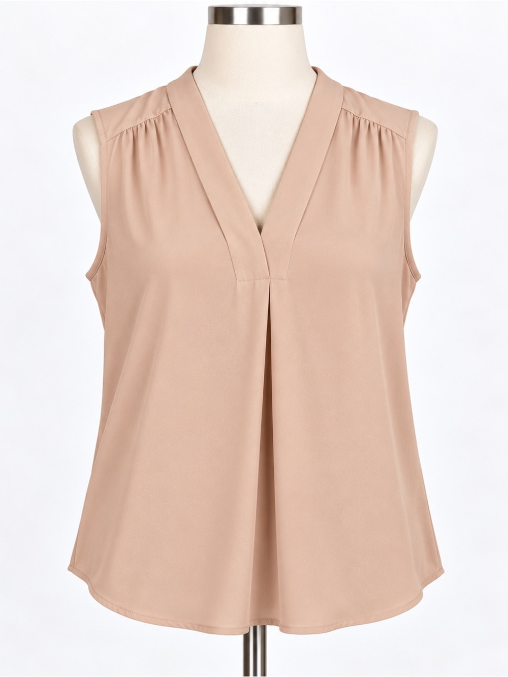 nine west blush pink sleeveless v-neck blouse size xs